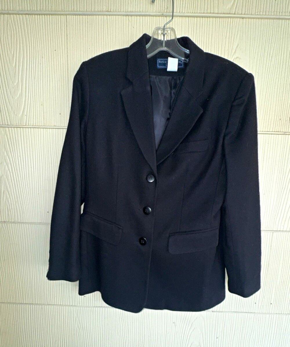 Norton McNaughton Petite 8P Black Wool Blazer Notch Lapel 3-Button Lined